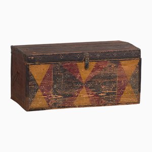 Baúl étnico antiguo pintado a mano, década de 1890