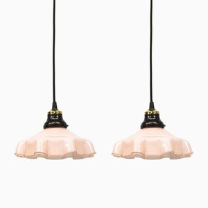Art Deco Pink Hanging Lamps, Set of 2