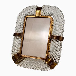 Cornice per foto in vetro di Murano e ottone di Ercole Barovier per Barovier & Toso, anni '40