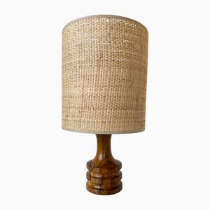Turned Olive Wood Table Lamp, 1950s