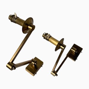Brass Wall Lights with Articulated Arms, 1970s, Set of 2