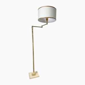 Floor Lamp with Articulated Arm in Brass-Plated Metal, 1980s