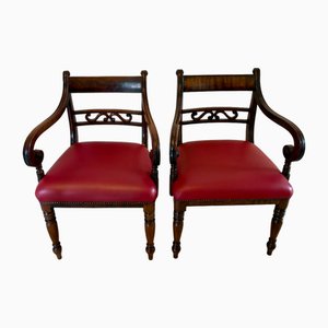Set of Antique George III Mahogany Desk Chairs, 1800s