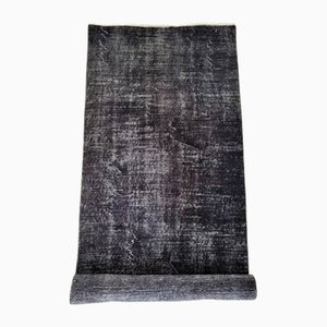 Alfombra hecha a mano en negro y gris, años 50