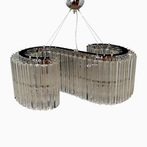 Vintage Murano Chandelier with Its Letter S Shape with Murano Prism Glass, Venice, Italy