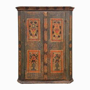 Green Floral Painted Cupboard, 1830s