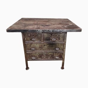 Industrielle Werkbank aus Metall & Holz