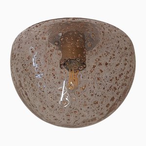 Lampada da soffitto in metallo con paralume in vetro di Murano dorato di Temde, anni '70