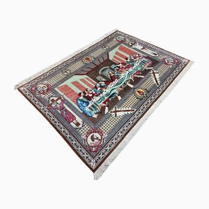 Vintage Middle Eastern Handmade Qum Silk Rug, 1970s