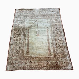 Middle Eastern Handmade Tabriz Prayer Silk Rug, 1900s