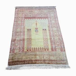 Middle Eastern Handmade Tabriz Prayer Silk Rug, 1880s