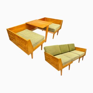 Mid-Century Wooden Sofa with Side Table with Modular Design, 1970s