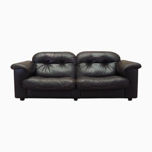 Swiss Brown Leather Sofa from de Sede, 1970s