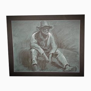 Cyo, Figure, April 30, 2002, Large Charcoal Drawing