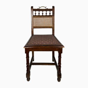 Antiker Henry II Stuhl aus Eiche & Rattan Beistellstuhl aus geschnitztem Holz