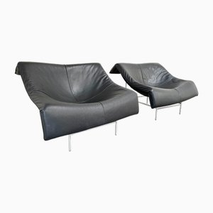 Black Leather Butterfly Lounge Chairs by Gerard Van Den Berg for Montis, 1980s, Set of 2