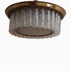 Deutsche Deckenlampe aus Eisglas von Doria, 1960er