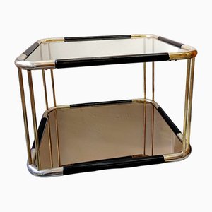 Table Basse Hollywood Regency en Laiton et en Verre, 1970s