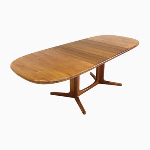 Vintage Danish Oval Extendable Dining Table in Teak from Glostrup, 1960s