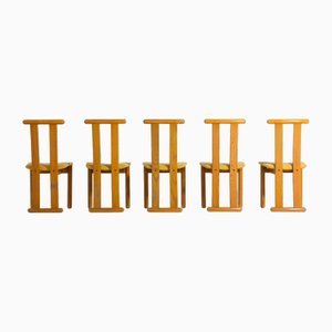 High Back Italian Dining Chairs, 1980s, Set of 5
