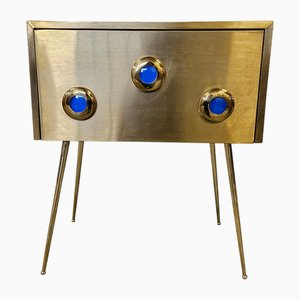 Konsole aus Messing & Holz, 1980er