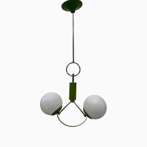 Lámpara colgante verde atribuida a Stilnovo, Italia, años 70