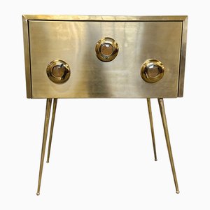 Brass & Wood Console, 1980s