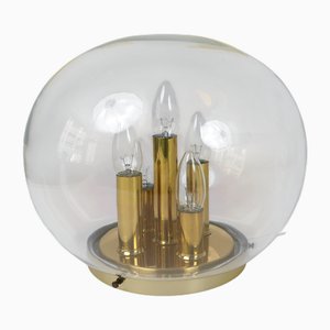 Messing Tischlampe mit 5 Lichtpunkten und großer Glasglocke von Glashütte Limburg, Deutschland, 1970er