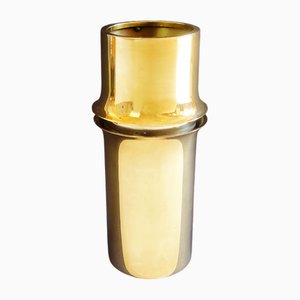 Vaso Mid-Century moderno in ottone dorato e acciaio, Germania Ovest, anni '70