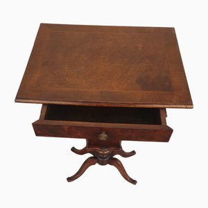 Antique Tunbridge Work Table with Threaded Briar Top with Drawer on the Front