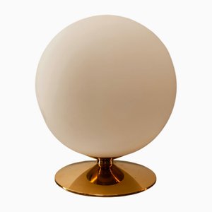 White Sphere Lamp with Brass Base