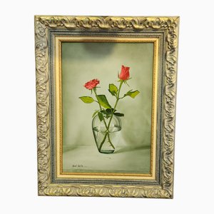 Del Valle, Roses, Oil Painting, Framed