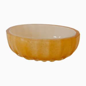 Cuenco de centro de mesa en hoja de oro de cristal de Murano de Murano para Seguso, años 70