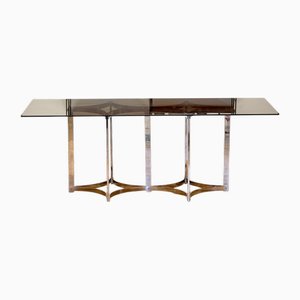 Mid-Century Modern Chrome & Smoked Glass Dining Table by Richard Young for Merrow Associates, 1970s