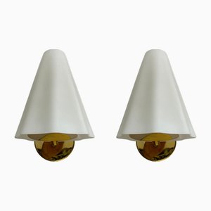 Vintage Doppelglas Wandlampen, Italien, 1980er, 2er Set