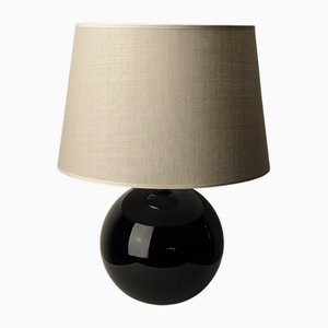 Lampe de Bureau en Verre Opalin Noir dans le style de Jacques Adnet, France, 1930s