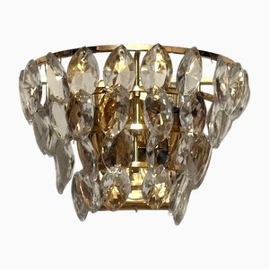 Brass Lead Crystal Wall Light from Schröder & Co., 1960s
