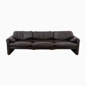 Maralunga 3-seater Sofa in Dark Brown Leather by Vico Magistretti for Cassina