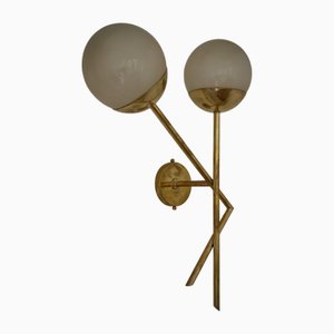 Murano Art Glass and Brass Cream Color Wall Light