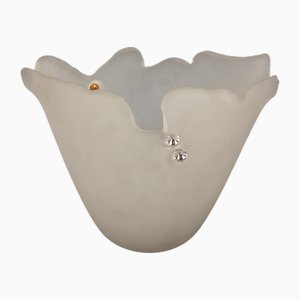 Opalglasvase mit Swarovski Kristallen von Rosenthal