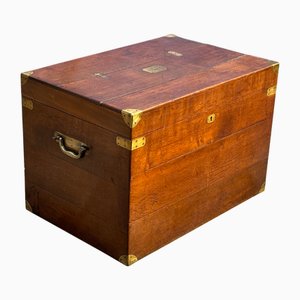 Großer Reisekoffer aus Eiche & Messing mit Rahmen, 1860er