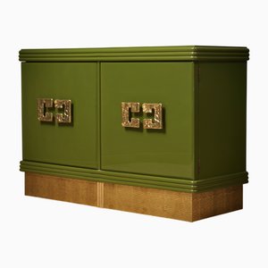 Credenza Mid-Century in ottone e verde, anni '80