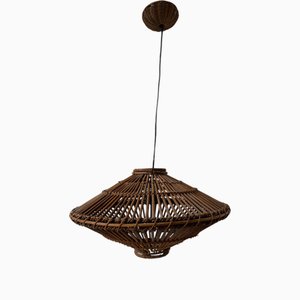 Italian UFO Pendant Light in Wicker, 1960s