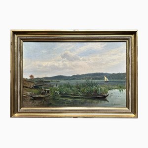 Gustav Meissner, An der Havel, Öl auf Karton, Signiert