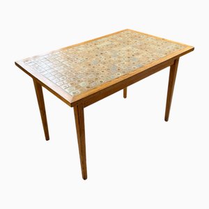 Scandinavian Oak and Ceramic Table, 1950s