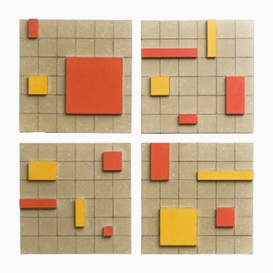 Brutalist Concrete Wall Art in Warm Grey by Toms Factory, Set of 4