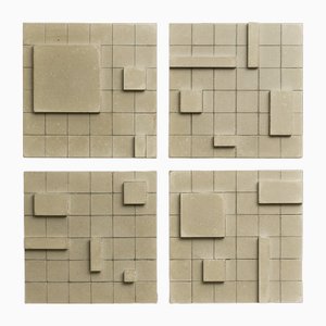 Brutalist Concrete Wall Art in Warm Grey by Toms Factory, Set of 4