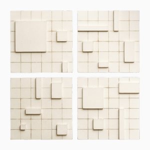 Brutalist Concrete Wall Art in Off White by Toms Factory, Set of 4