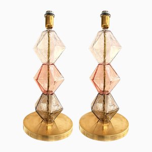 Italian Multicolor Murano Style Glass Table Lamps by Simoeng, Set of 2