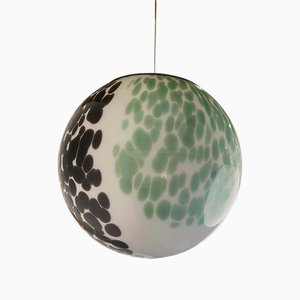 Light Green and Black Sphere Pendant in Murano Style Glass by Simoeng